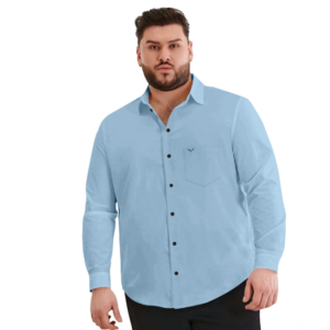 Generic Mens Casual Cotton Solid Full Sleeve Shirt (Sky)