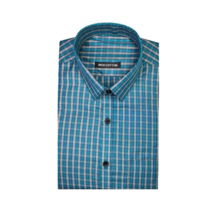 Generic Men's Cotton Lycra Full Sleeve Checked Casual Shirt (Sky Blue)