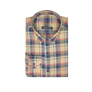 Generic Men's Cotton Lycra Full Sleeve Checked Casual Shirt (Brown)