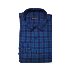 Generic Men's Cotton Lycra Full Sleeve Checked Casual Shirt (Dark Blue)