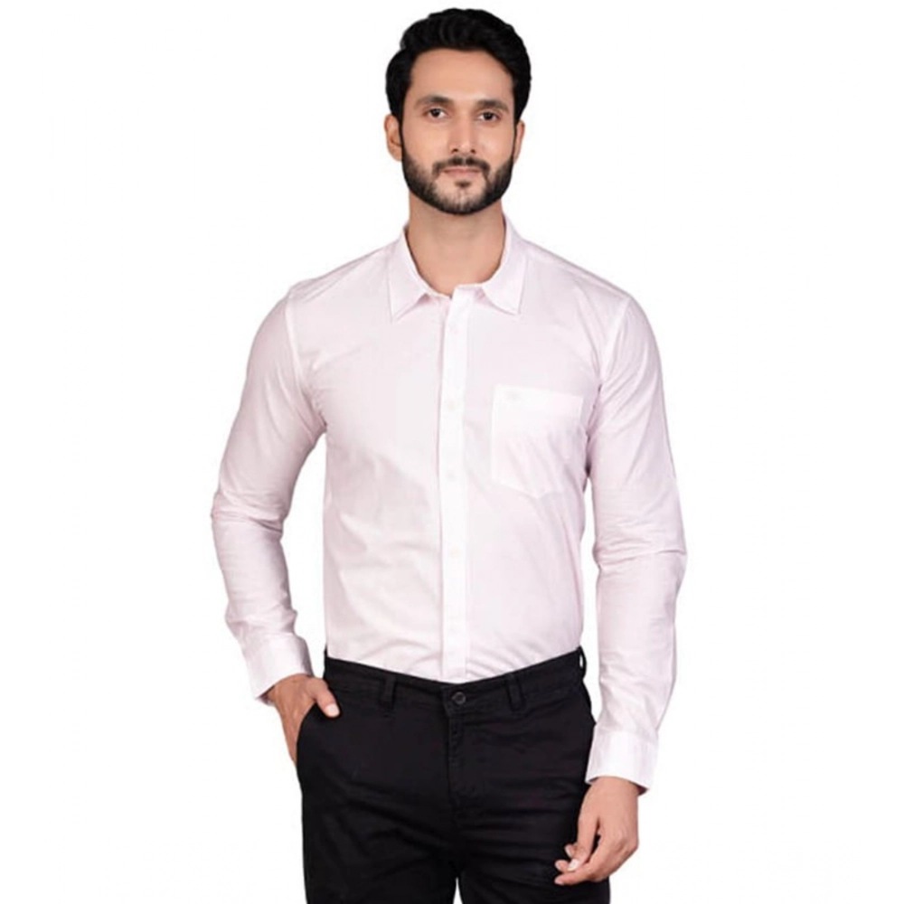 Generic Men’s Casual Cotton Full Sleeve Solid Shirt (Pink)