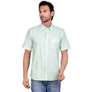 Generic Men's Casual Cotton Half Sleeve Solid Shirt (Sea Green)